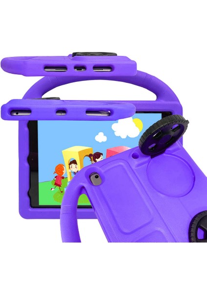 iPad 10.2 (9.nesil) Uyumlu Mbtm Wheel Car Tekerlek Standlı Tablet Eva Silikon Kılıf-Yeşil modelleri