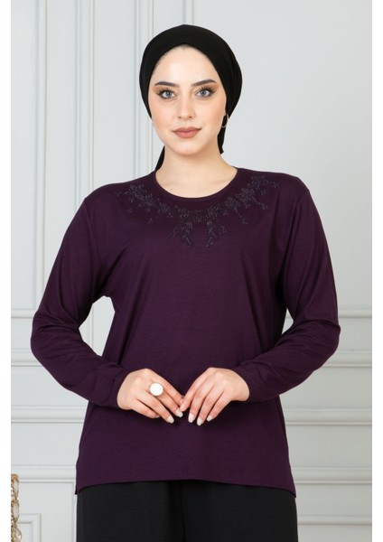 Kadın Mor Anne Penye Bluz Anneler Günü