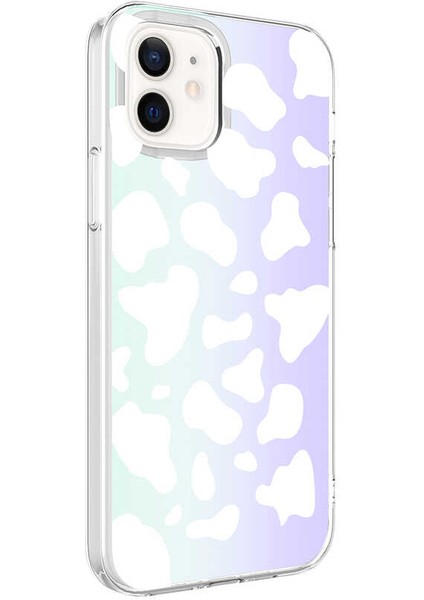 iPhone 12 Uyumlu Mbtm M-Blue Desenli Kapak-Cow No2