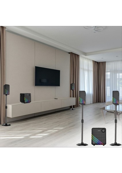 HP-TV02 2+1 Soundbar 80 Watt Stereo Ev Sinema Sistemi Rgb Kablolu 3.1 Kanal
