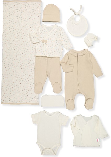 Organik Süprem Double Zıbın Set 10LU (Organıc My Mushroom) Z982 Bej 0-3M/62CM