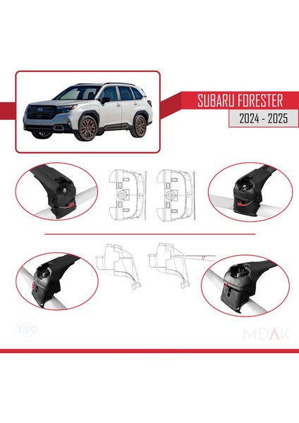 Subaru Forester 2024-2025 Arası ile Uyumlu Ace-2 Ara Atkı Tavan Barı Siyah 2 Adet fırsatları