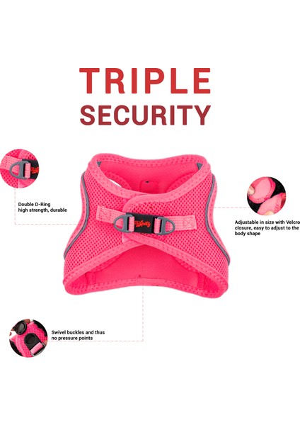 Air-mesh Harness Köpek Göğüs Tasması Neon Pembe