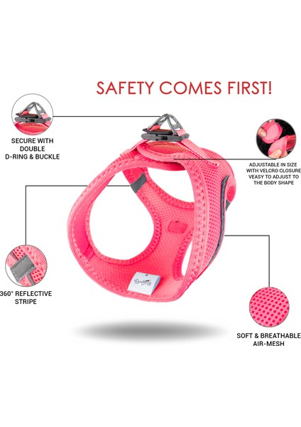 Air-mesh Harness Köpek Göğüs Tasması Neon Pembe