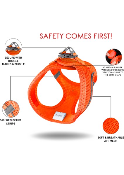Air-mesh Harness Köpek Göğüs Tasması Neon Turuncu