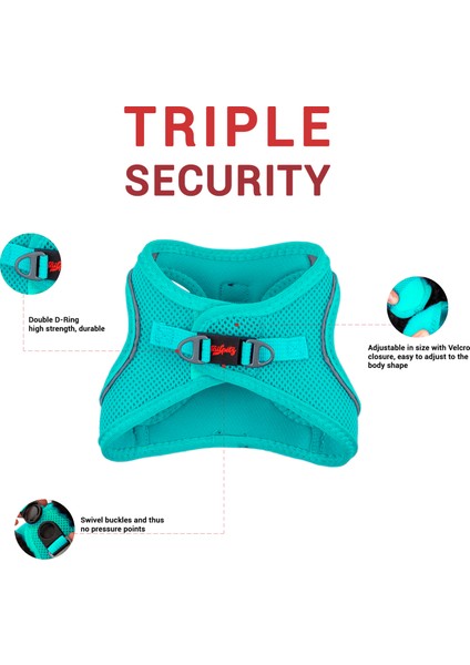 Air-mesh Harness Köpek Göğüs Tasması Turkuaz