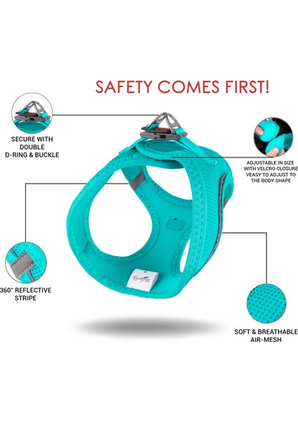Air-mesh Harness Köpek Göğüs Tasması Turkuaz
