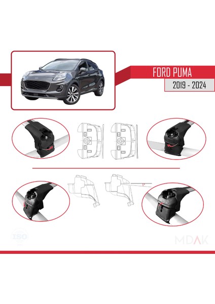 Ford Puma 2019-2024 Arası ile Uyumlu Ara Atkı Ace-2 Ara Atkı Tavan Barı Gri 2 Adet fırsatları