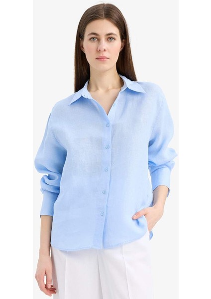 Yeni Sezon %100 Keten Oversize Geniş Kalıp Uzun Kollu Gömlek fırsatları