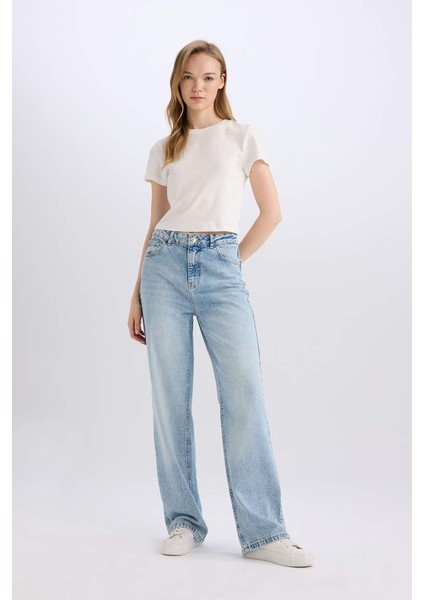 Yeni Sezon 90's Wide Leg Yüksek Bel Uzun Jean Yıkamalı Pantolon fiyatları