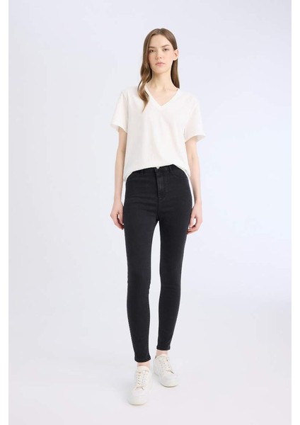 Yeni Sezon Jegging Yüksek Bel Bilek Boy Dar Paça Basic Düz Jean Pantolon