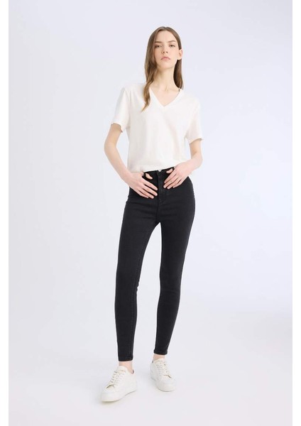 Yeni Sezon Jegging Yüksek Bel Bilek Boy Dar Paça Basic Düz Jean Pantolon