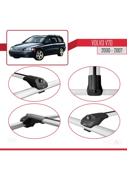 Volvo V70 2000-2007 Arası ile Uyumlu Ace-1 Ara Atkı Tavan Barı Gri 3 Adet fırsatları