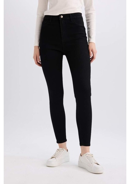 Yeni Sezon Jegging Yüksek Bel Bilek Boy Dar Paça Basic Düz Jean Pantolon
