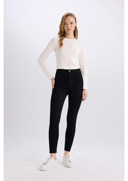 Yeni Sezon Jegging Yüksek Bel Bilek Boy Dar Paça Basic Düz Jean Pantolon