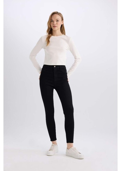 Yeni Sezon Jegging Yüksek Bel Bilek Boy Dar Paça Basic Düz Jean Pantolon