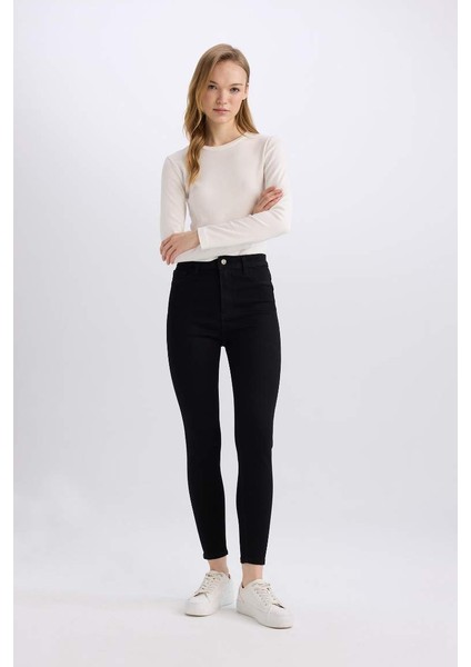 Yeni Sezon Jegging Yüksek Bel Bilek Boy Dar Paça Basic Düz Jean Pantolon