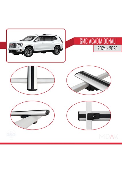 Gmc Acadia Denali 2024-2025 Arası ile Uyumlu Basıc Model Ara Atkı Tavan Barı Gri 3 Adet fırsatları