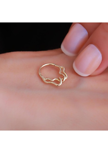 14 Ayar Altın Iç Içe Kıvrımlı Halka Tragus Piercing