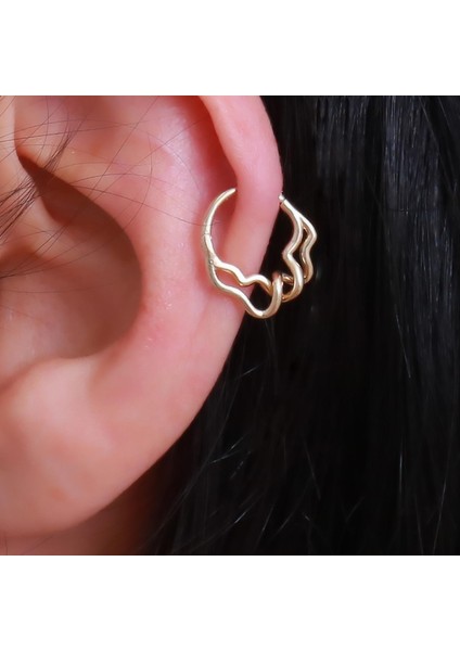 14 Ayar Altın Iç Içe Kıvrımlı Halka Tragus Piercing
