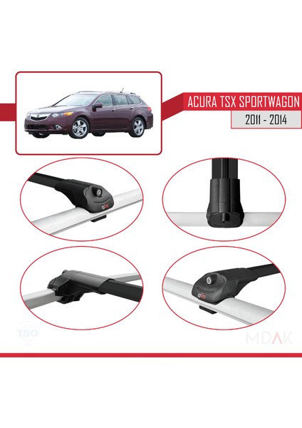 Acura Tsx Sportwagon 2011-2014 Arası ile Uyumlu Ace-1 Ara Atkı Tavan Barı Siyah 3 Adet fırsatları