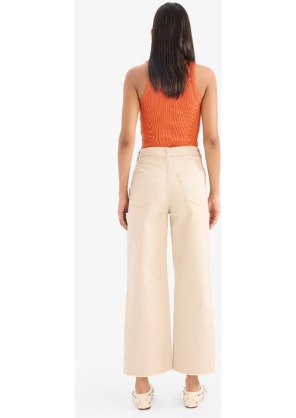 Yeni Sezon Culotte Gabardin Kumaş Pantolon Yüksek Bel Geniş Paça indirimleri