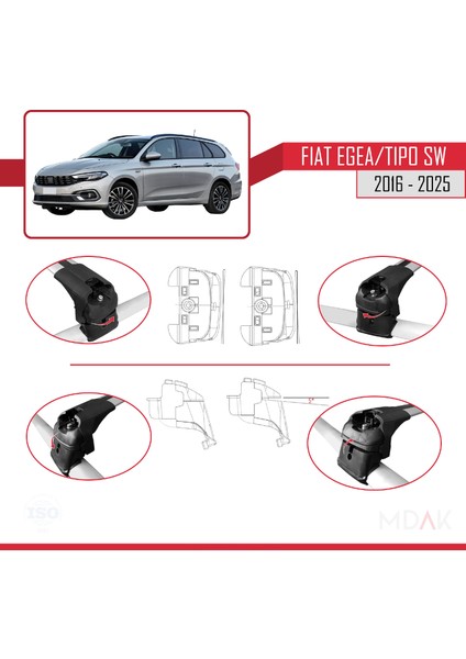 Fiat Egea Sw 2016 ve Sonrası ile Uyumlu Ace-2 Ara Atkı Tavan Barı Gri 2 Adet fırsatları