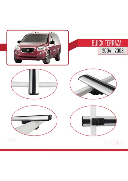 Buick Terraza Cxl 2004-2008 Arası ile Uyumlu Basıc Model Ara Atkı Tavan Barı Gri 2 Adet fırsatları