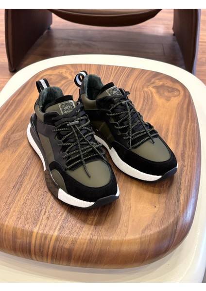 1093 Haki Hakiki Deri Erkek Sneakers
