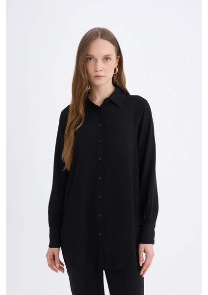 Yeni Sezon Regular Fit Basic Düz Uzun Kollu Tesettür Gömlek Tunik modelleri