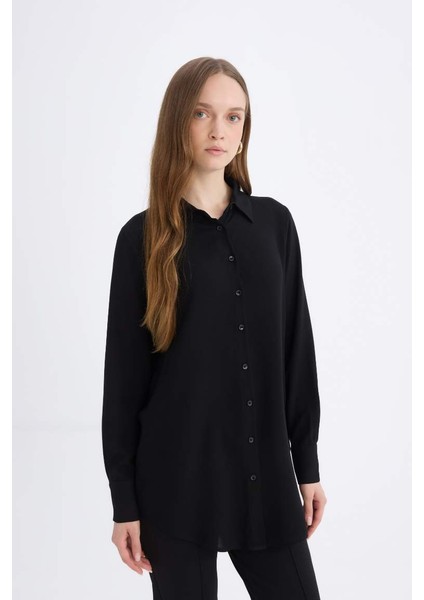 Yeni Sezon Regular Fit Basic Düz Uzun Kollu Tesettür Gömlek Tunik indirimleri
