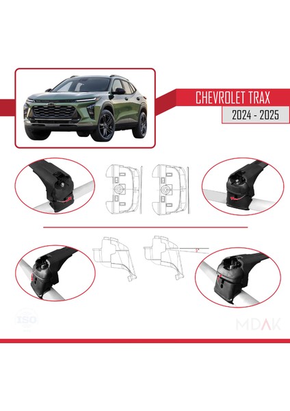 Chevrolet Trax 2024-2025 Arası ile Uyumlu Ace-2 Ara Atkı Tavan Barı Siyah 2 Adet fırsatları