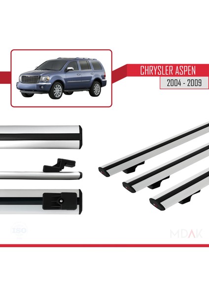 Chrysler Aspen 2004-2009 Arası ile Uyumlu Basıc Model Ara Atkı Tavan Barı Gri 3 Adet modelleri