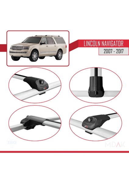 Lincoln Navigator 2007-2017 Arası ile Uyumlu Ace-1 Ara Atkı Tavan Barı Gri 2 Adet fırsatları