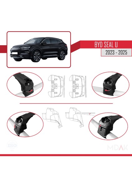 Byd Seal U 2023-2025 Arası ile Uyumlu Ace-2 Ara Atkı Tavan Barı Siyah 2 Adet