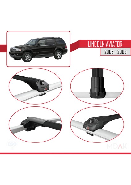 Lincoln Aviator 2003-2005 Arası ile Uyumlu Ace-1 Ara Atkı Tavan Barı Siyah 3 Adet fırsatları