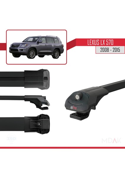 Lexus Lx 570 2008-2015 Arası ile Uyumlu Ace-1 Ara Atkı Tavan Barı Siyah 3 Adet modelleri