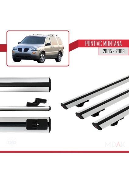 Pontiac Montana 2005-2009 Arası ile Uyumlu Basıc Model Ara Atkı Tavan Barı Gri 3 Adet modelleri