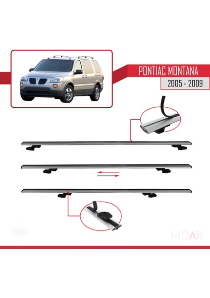 Pontiac Montana 2005-2009 Arası ile Uyumlu Basıc Model Ara Atkı Tavan Barı Gri 3 Adet indirimleri