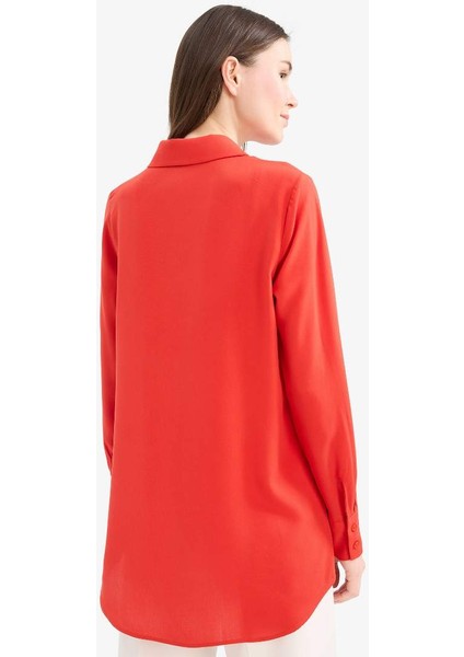 Yeni Sezon Regular Fit Basic Düz Uzun Kollu Tesettür Gömlek Tunik