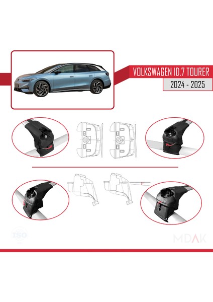 Volkswagen Id.7 Tourer 2024-2025 Arası ile Uyumlu Ace-2 Ara Atkı Tavan Barı Gri 2 Adet fırsatları