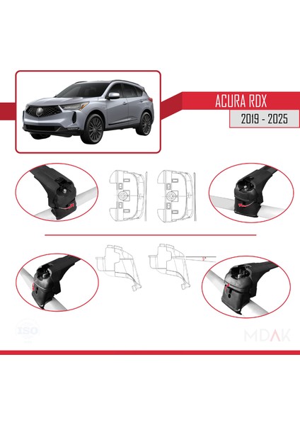 Acura Rdx 2019-2025 Arası ile Uyumlu Ace-2 Ara Atkı Tavan Barı Siyah 2 Adet fırsatları