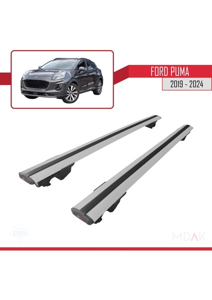 Ford Puma 2019-2024 Arası ile Uyumlu Hook Model Ara Atkı Tavan Barı Gri 2 Adet