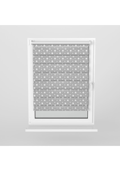 299045-ÇOCUK ve Oturma Odaları Için Şık Yıldız Desenli Dijital Baskılı Zebra Stor Perde