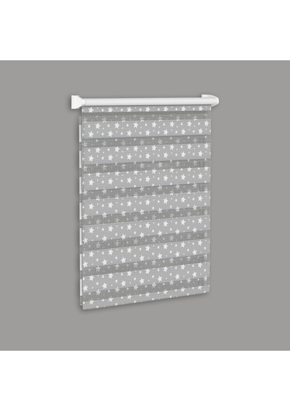 299045-ÇOCUK ve Oturma Odaları Için Şık Yıldız Desenli Dijital Baskılı Zebra Stor Perde