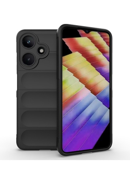 Infinix Hot 30I Kılıf Esnek Tpu Oyuklu Arka Yüzey Tasarımlı Mbtm Etnik Silikon Kapak - Siyah