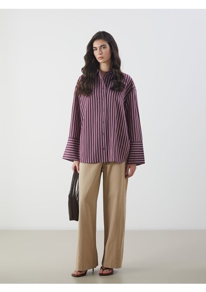 Yeni Sezon Standart Fit Poplin Kadin Pantolon - S5MO15Z8