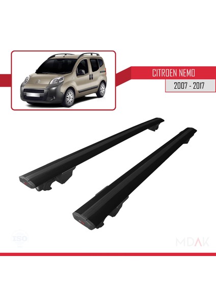 Citroen Nemo 3 (225) 2007-2017 Arası ile Uyumlu Hook Model Ara Atkı Tavan Barı Siyah 2 Adet fırsatları