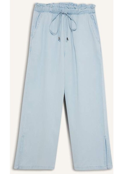 Yeni Sezon Pull On Culotte Yüksek Esnek Belli Tensel Yıkamalı Pantolon