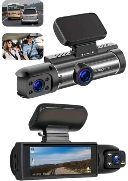 Hd 1080P Çift Kameralı Araç Içi Black Box Güvenlik Kamerası | Gece Görüşlü, Geri Görüş ve Yol Kayıt